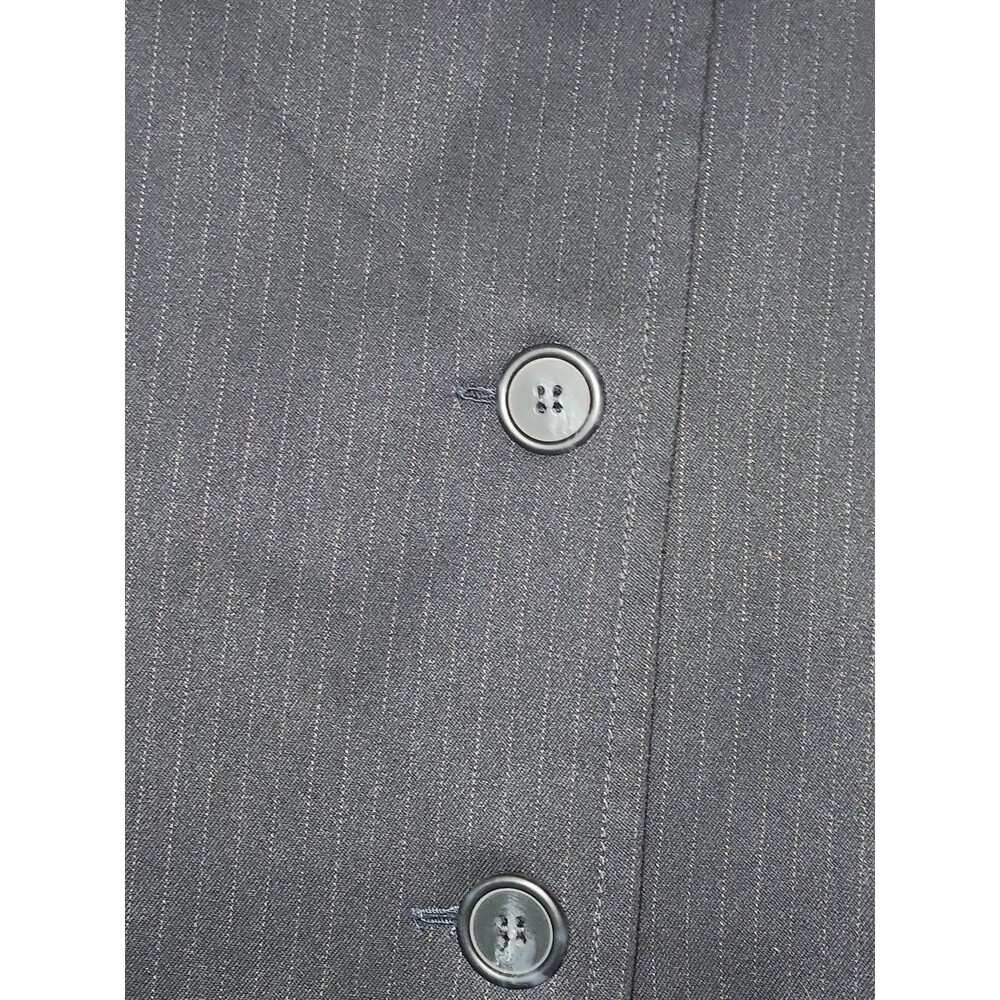 Navy Blue Striped Buttoned Wrap Midi Skirt - Picture 9 of 11